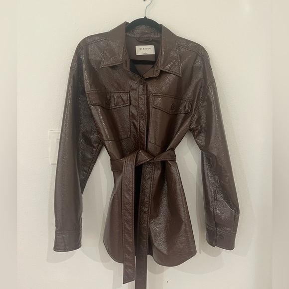 Aritzia Jackets & Blazers - Aritzia Babaton Ava Vegan Leather Belted Shirt
Jacket Coffee Bean Brown